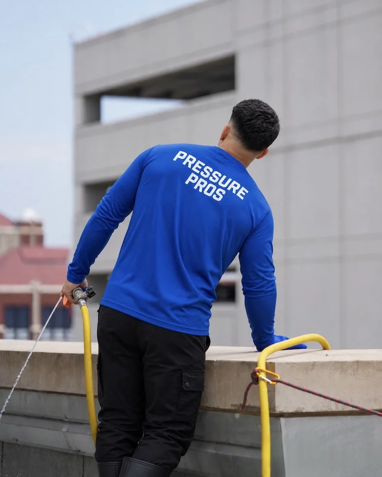 Pressure Pros commercial roof cleaning on a commercial rooftop